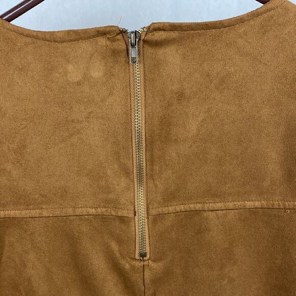 Taylor & Sage Brown Shift Dress Faux Suede Cutouts Large - Picture 8 of 13